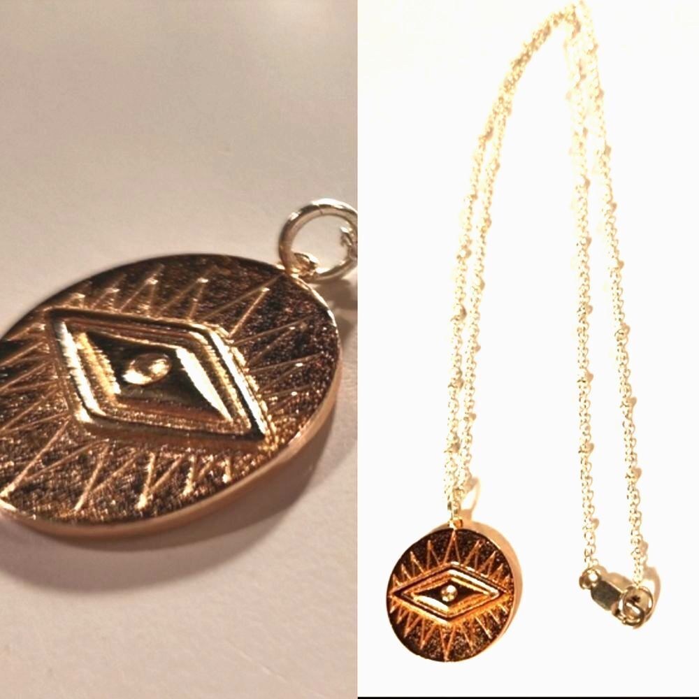 Evil Eye Protection Necklace Rose Gold Silver Pendant Dainty Chain Layer Copper
